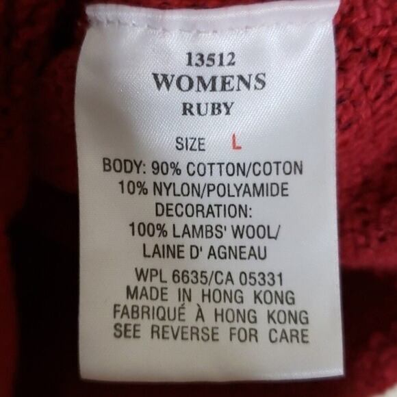WOOLRICH Women's VINTAGE 90's Grandma V-neck Collar Red Sweater Size Large - Picture 9 of 9